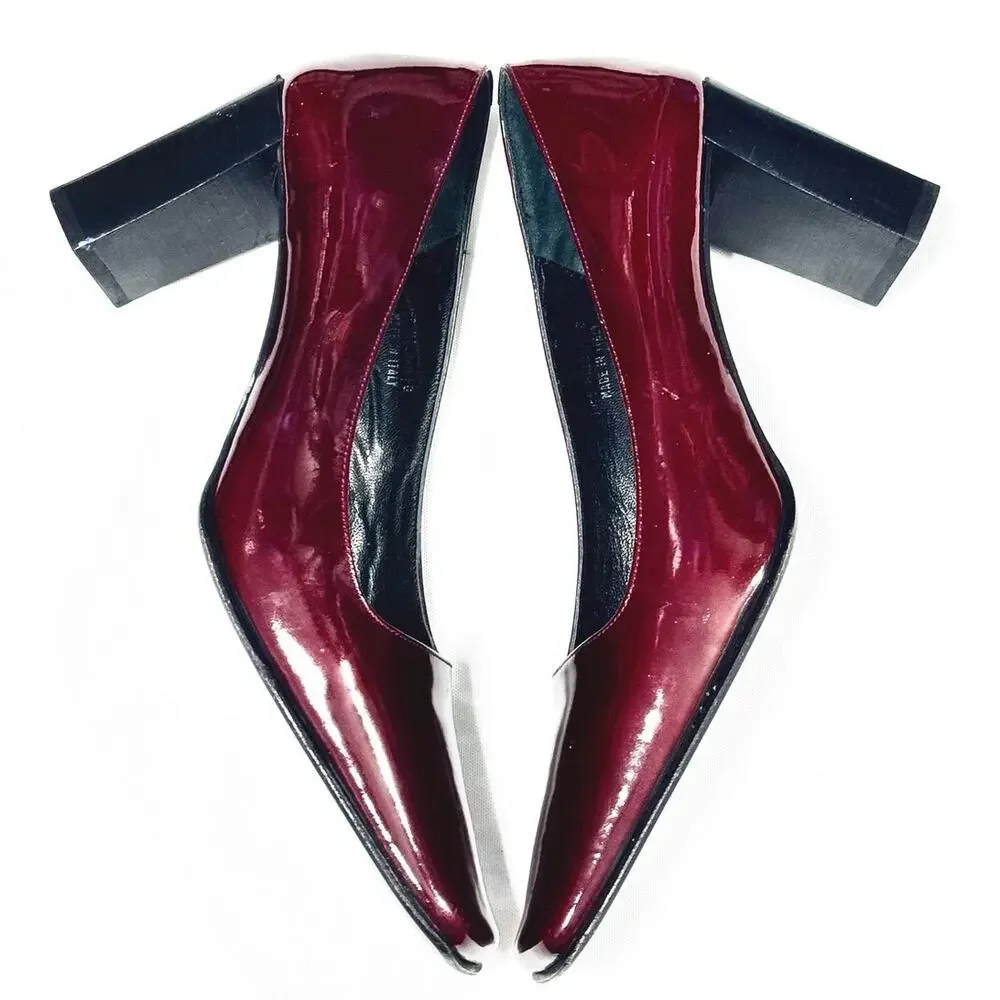 Coach Maroon Red Square Toe Pumps Size 7B Made in Italy